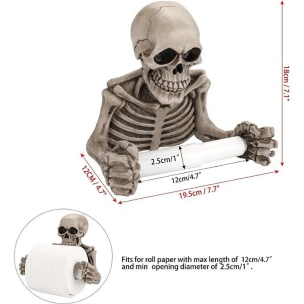 Skull Toilet Paper Holder Wall Mount Toilet Tissue Roll Paper Storage Holder